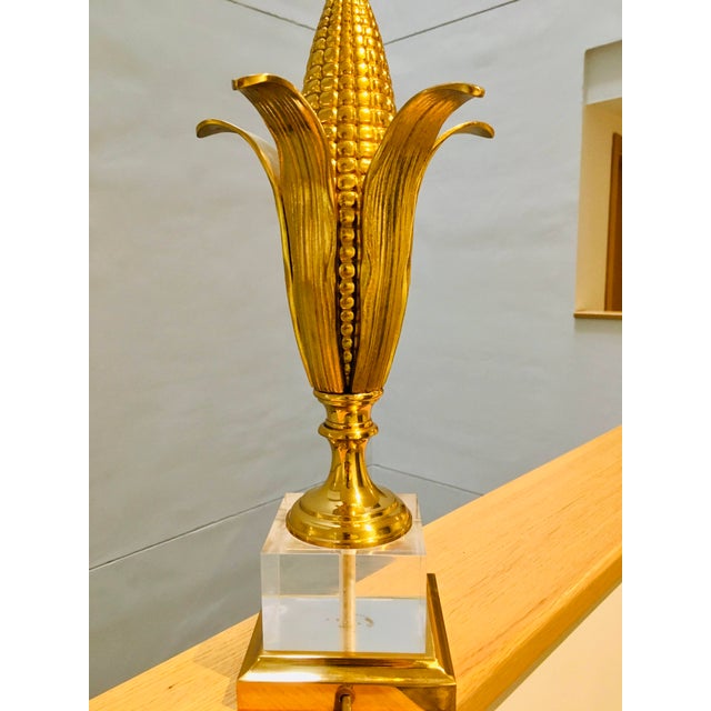 1960s Brass Corn Lamp attributed Maison Charles, 1960s For Sale - Image 5 of 12