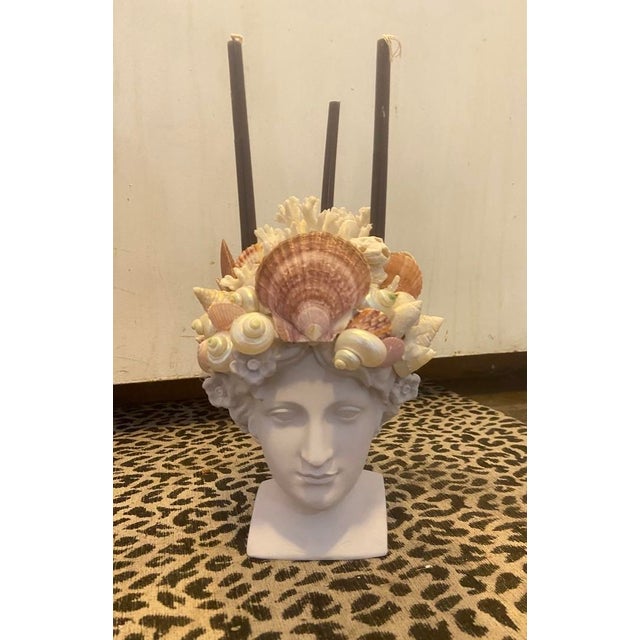 Shell-Encrusted Bust in Farrow & Ball “Calluna” For Sale - Image 12 of 12