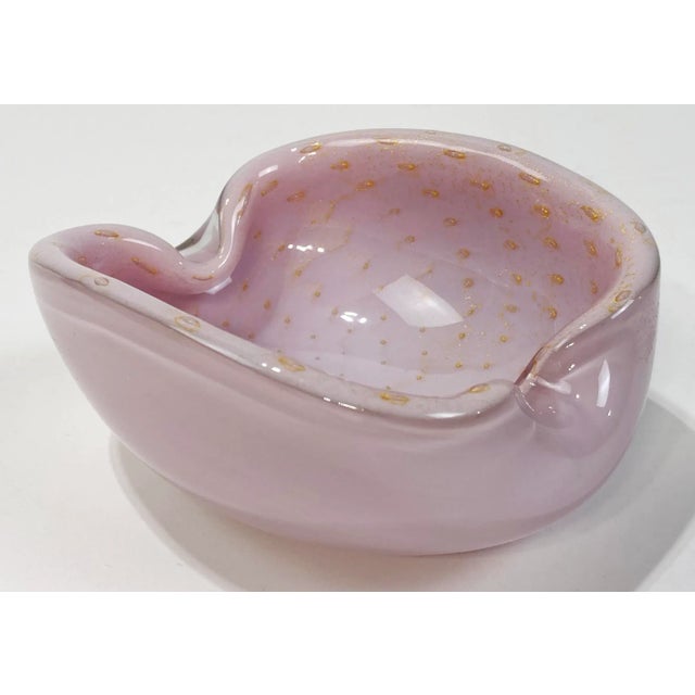 Traditional Vintage Venetian Murano Dish Pink W/ Gold Flecks For Sale - Image 3 of 8