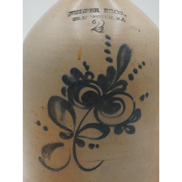 Fulper Bros. 2 Gallon Blue Stoneware Jug W. Handle For Sale - Image 4 of 10