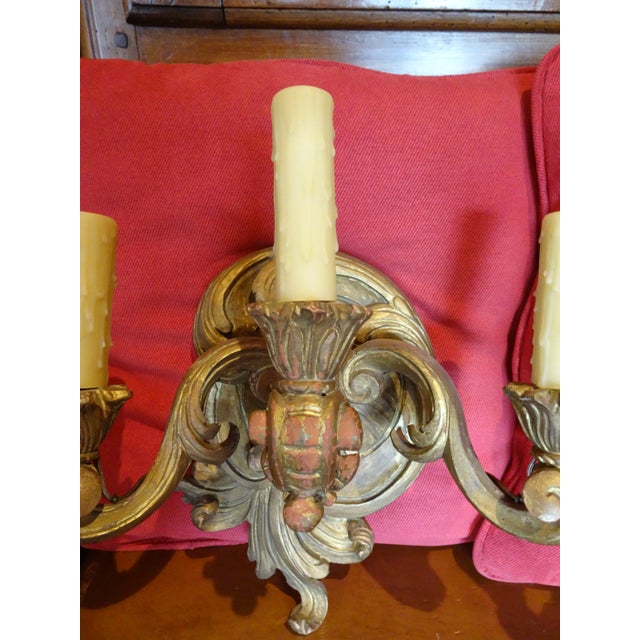 Italian 19th Century Italian Giltwood Sconces, a Pair For Sale - Image 3 of 12