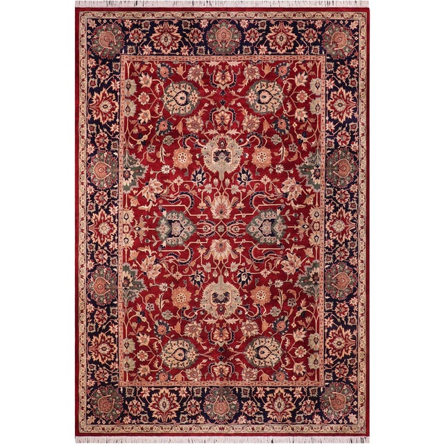 Shabby Chic 1990's Floral Pak-Persian Red/Blue Wool Rug - 9'0'' X 12'5'' For Sale - Image 9 of 9
