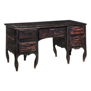 French Provincial Desk in Ebonized Polychrome, Late 18th Century For Sale