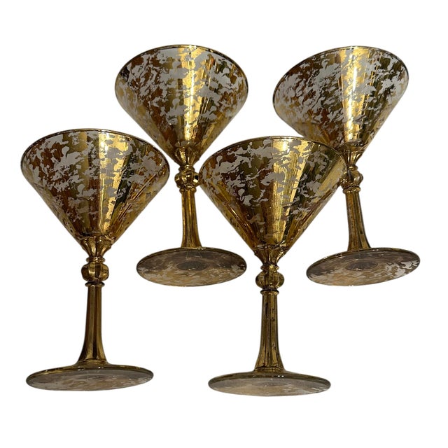 Transparent Vintage Libbey Stardust Cocktail Martini Glasses - A Set of 4 For Sale - Image 8 of 10
