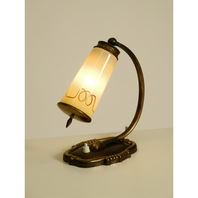 Brass Table Lamp with Glass Shade, 1940s For Sale - Image 12 of 18