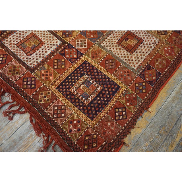 Traditional Incredible Square Pattern in a Red Background Color Antique Caucasian Verneh Flat-Weave Rug For Sale - Image 3 of 10