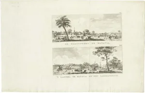 Conradi, Two Views of Batavia, 1782, Paper