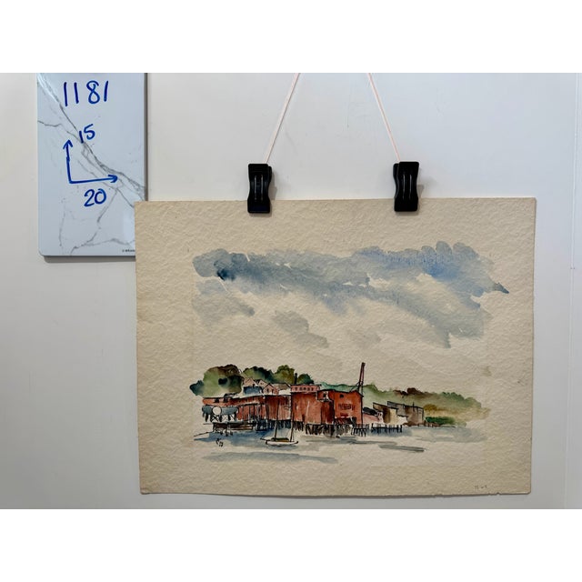Red Henry Emil Salloch Original Watercolor on Paper Belfast, Maine. 1948. For Sale - Image 8 of 8