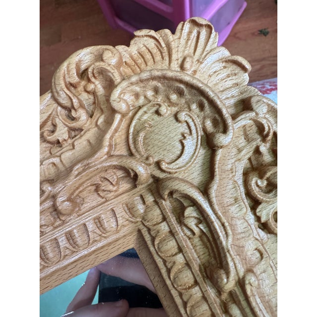 Baroque Masterfully Hand-Carved Solid Wood Baroque Wall Mirror by Vladyslav Dzoz For Sale - Image 3 of 3
