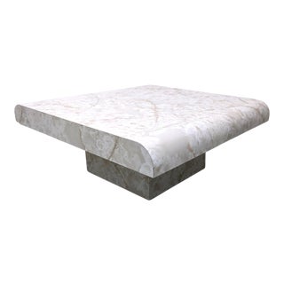 Postmodern Karl Springer Style Faux Marble Cube Coffee Table For Sale