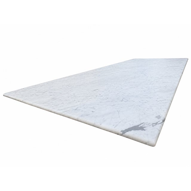 Rh Aero Stone Rectangular Dining Table – 120" | Italian Carrara Marble Top | Cast Iron Pedestal Base For Sale - Image 14 of 18