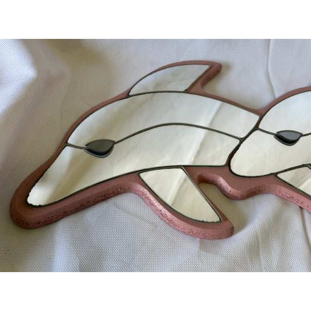Coastal Vintage 1980s Monumental Coastal Trim Dolphin Wall Mirror For Sale - Image 3 of 10