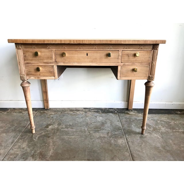 1930s French Stripped Mahogany Carved Wood Writing Desk Chairish