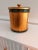 Vintage Vietri pineapple motif lidded ice bucket featuring a hand-decorated gilt finish with deep green banding and...
