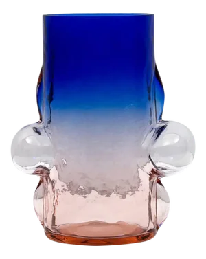 Pink and Blue Blown Glass Organic Vase by Toni Zuccheri for VeArt, 1988