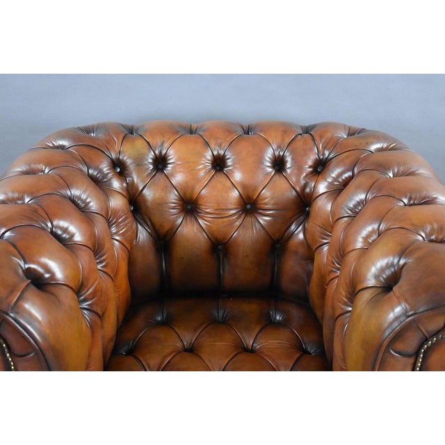 Vintage Chesterfield Club Chairs in Brown Leather, 1930, Set of 2 For Sale - Image 10 of 12