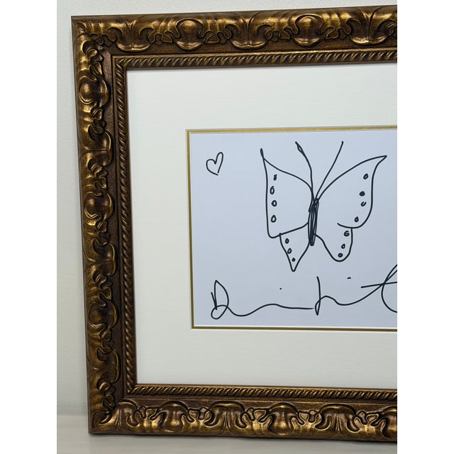 2010s Butterfly With Hearts – Signed Original Ink Drawing on Paper by Damien Hirst Framed Circa 21st Century For Sale - Image 5 of 18