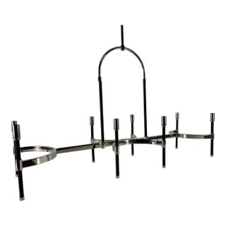 Late 20th Century Ralph Lauren Nickel and Leather Chandelier For Sale