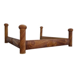 1970s Vintage Gabriella Crespi Style Pencil Reed Rattan King Size Bed For Sale