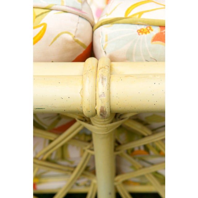 Wood Vintage Ficks Reed Faux Bamboo Chinoiserie Style Sofa For Sale - Image 7 of 13