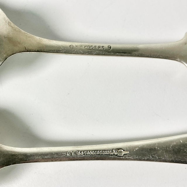 Early 20th Century Art Deco Neoclassical Boho Chic Silverplate Scalloped Fan Shell Serving Spoons - A Pair For Sale - Image 9 of 10
