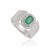 Art Deco Vintage Style Cushion Cut 1.2 Ct Emerald & Diamond Halo Signet Ring in 925 Silver Size 5 For Sale - Image 3 of 15