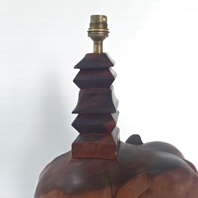 Vintage Art Deco Elephant Lamp in Wood, 1940s-1950s For Sale - Image 6 of 16