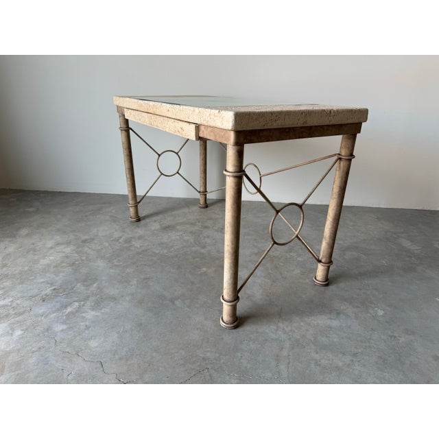 Vintage Organic Modern Fuax- Coral Stone and Metal Base Desk/ Sold For Sale - Image 10 of 12