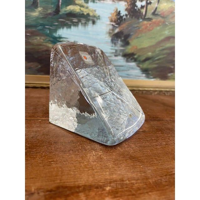 Mid-Century Modern Vintage Blenko Handmade Art Glass Bookend For Sale - Image 3 of 7