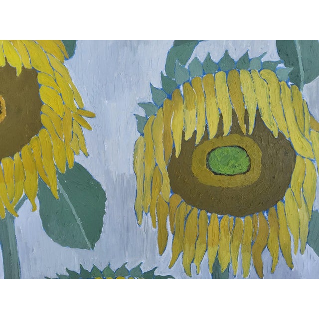 1960s Swedish Mid Century Modern Oil Painting of Sunflowers by Brita Streijffert For Sale - Image 10 of 18