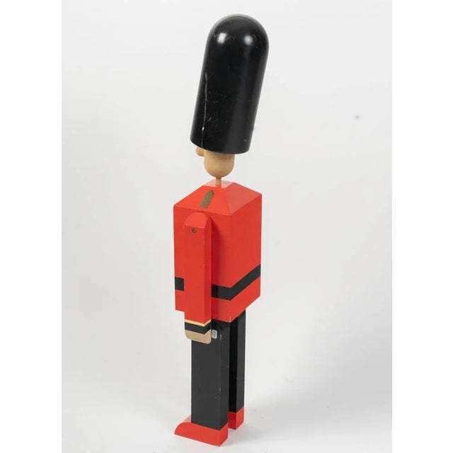 Wood Painted Wood Sculpture of English Royal Guardsman, 20th Century For Sale - Image 7 of 8