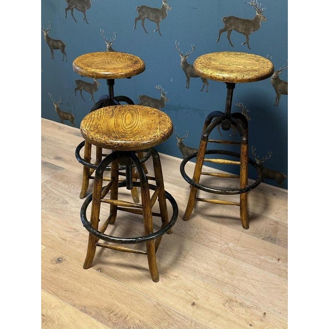 Vintage Industrial Stools, Set of 3 For Sale - Image 8 of 8