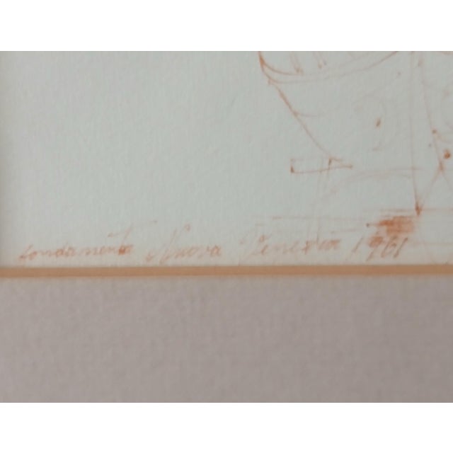 Luigi Bosa Sepia Ink Drawing Venetian Gondolas 1961 For Sale - Image 6 of 9