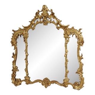 Friedman Brothers Attributed 3 Panel Gold Frame Mirror For Sale