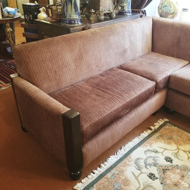 Custom Two Piece Brown Sectional Sofa, Upholstered in Osborne and Little Chenille For Sale - Image 9 of 10