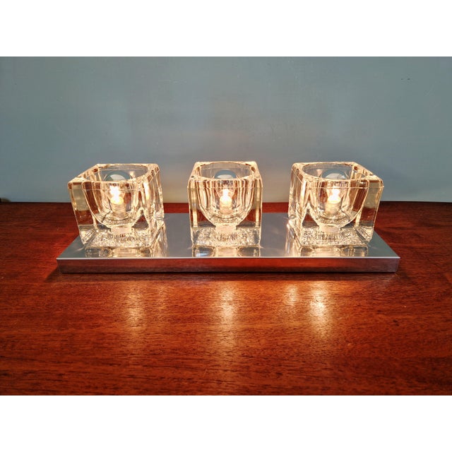 1970s Ice Cube Triple Wall Light in Chromed Metal and Glass from Peill & Putzler, 1970 For Sale - Image 5 of 18