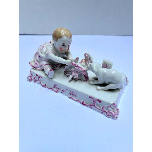Ceramic Antique Porcelain Tug of War Figurine For Sale - Image 7 of 7