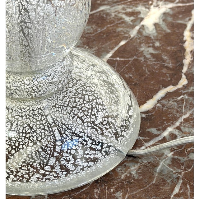 Pair of Barovier & Toso Murano Atmospheric Silver Leaf Glass Lamps, Late 20th C For Sale - Image 12 of 12