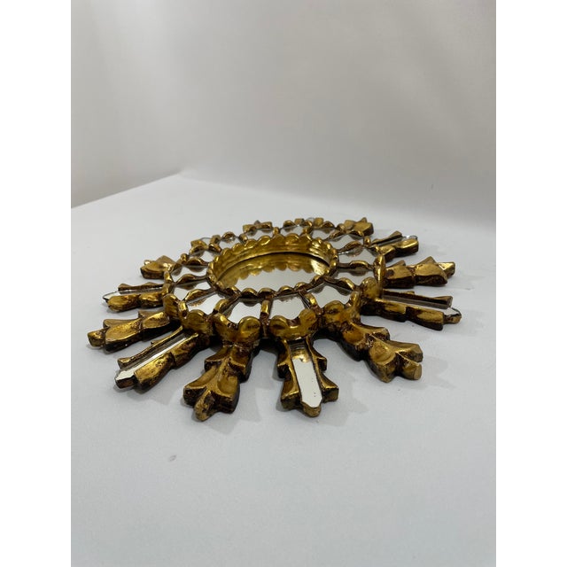 Mid 20th Century Mid 20th Century 12" French Giltwood Sunburst Mirror With Mirror Inlays For Sale - Image 5 of 17