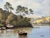 Painting of Church in Cornwall on the English South Coast with Figures & Boats 1985 Circa For Sale - Image 6 of 16