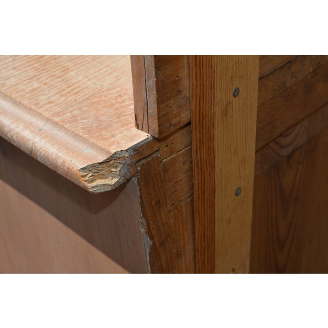 Camel Vintage Pair Rustic Pine Wood Nightstands W/ Drawer / Cupboard & Back Splash For Sale - Image 8 of 18