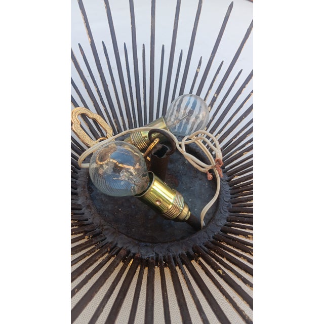 Spanish Gold-Leaf Gilt Metal Sunburst Ceiling Fixture, 1960s For Sale - Image 6 of 7