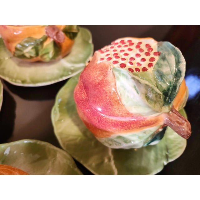 Ceramic Vietri Pomegranate Tureens With Leaf Plates Trompe l'Oeil Majolica Serving Set for 8 Late 20th Century - Rare Set For Sale - Image 7 of 18