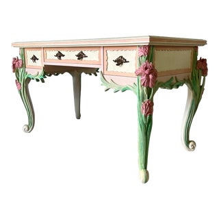 Hollywood Regency - Style Sculptural Carved Wood Decorative Desk For Sale