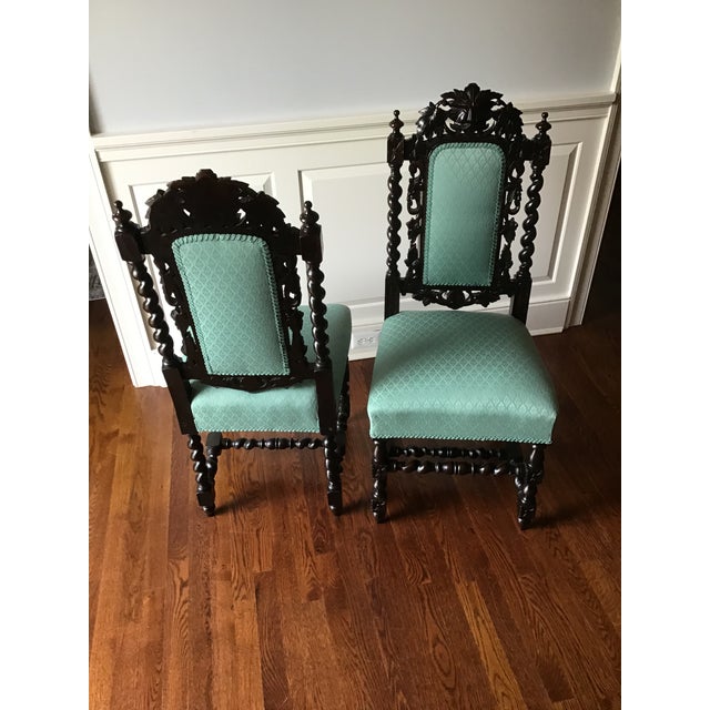 Victorian Oak Green Man Chairs A Pair Chairish