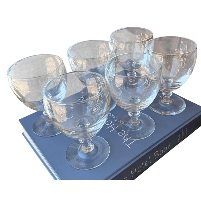 Steuben Glass Set of 6 Frederick Carder for Steuben Crystal Wine Glass Water Goblets c.1930's For Sale - Image 4 of 4