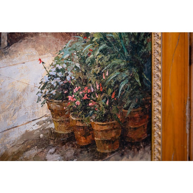 1980s Large Summer Garden Scene Oil Painting by Vitali For Sale - Image 4 of 7