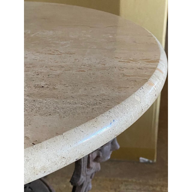 Early 1900s Antique English Pub Table W Stone Top For Sale - Image 11 of 13