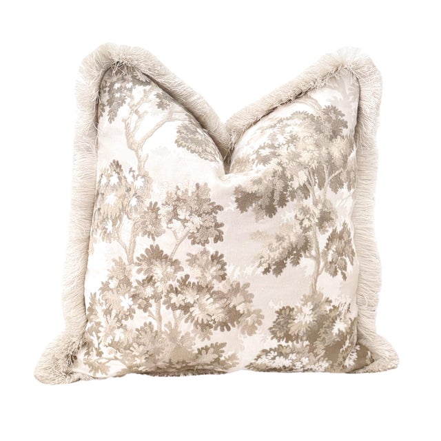 Contemporary La Canopee Pillow With Brush Fringe - Silver Birch For Sale - Image 3 of 5