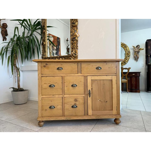 Art Nouveau Shop Chest in Spruce Softwood, 1890s For Sale - Image 4 of 12